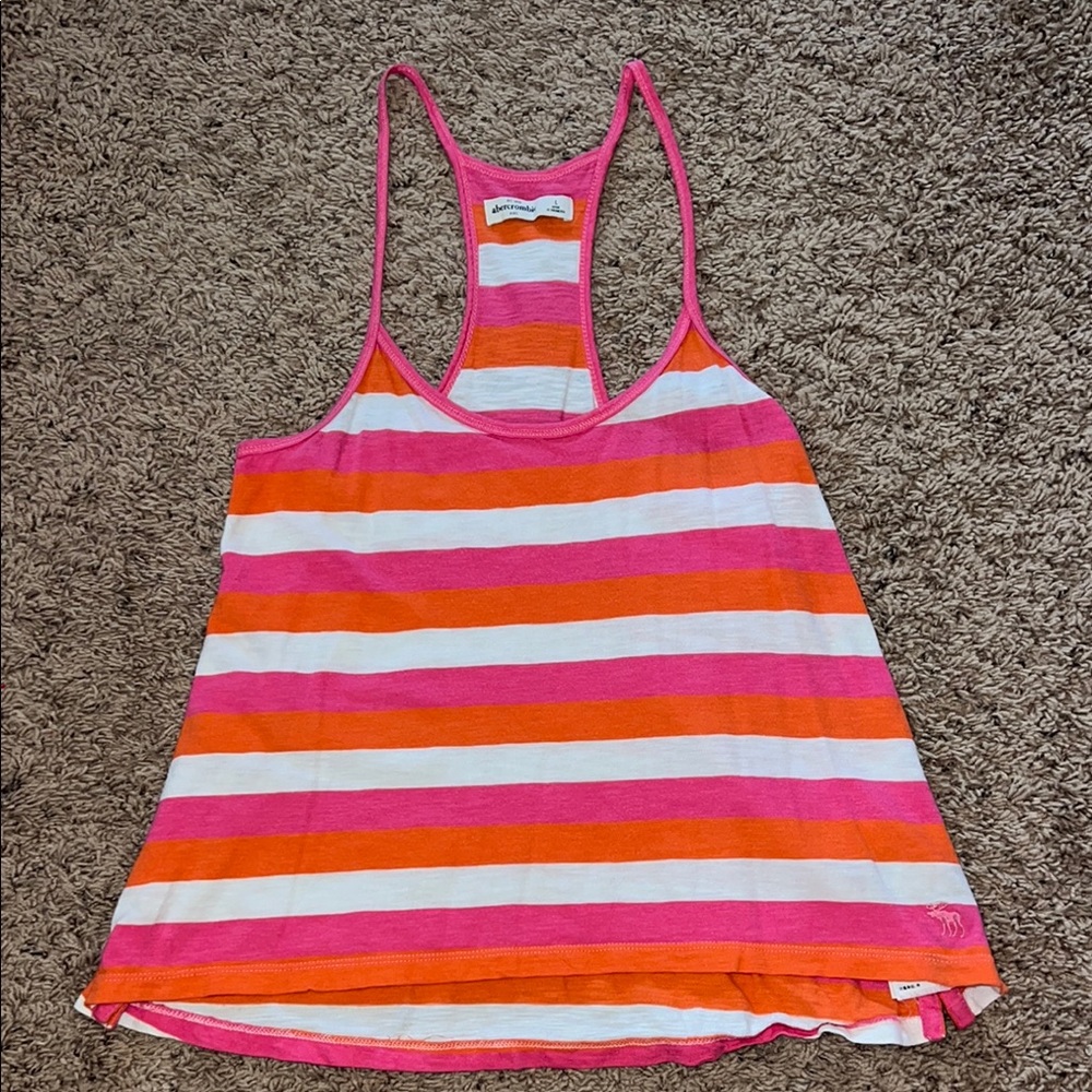 Abercrombie Kids Pink, Orange & White Striped Tank Top